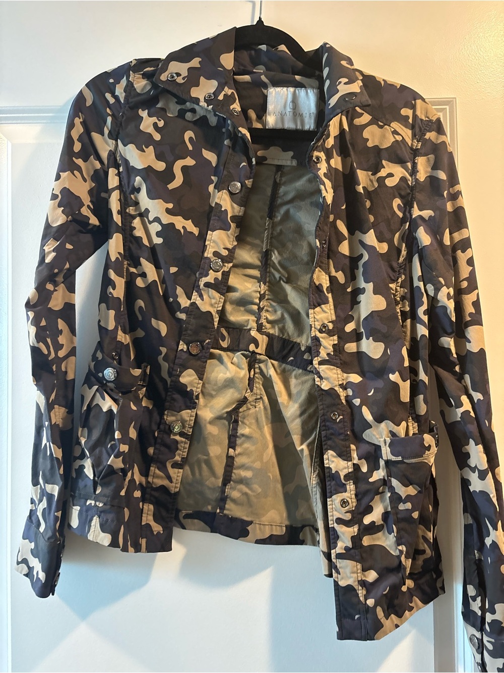 Anatomie Camo Jane Jacket Snap Front Travel Leisure Stretch Woven Women's S